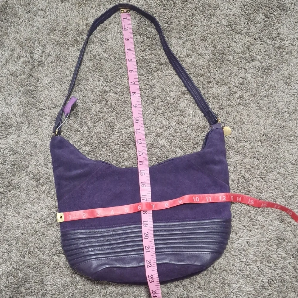 Vintage Toni Genuine Leather Suede Purple Medium Hobo Shoulder Bag